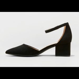 Natalia Microsuede Pointed Toe Block Heeled Pumps